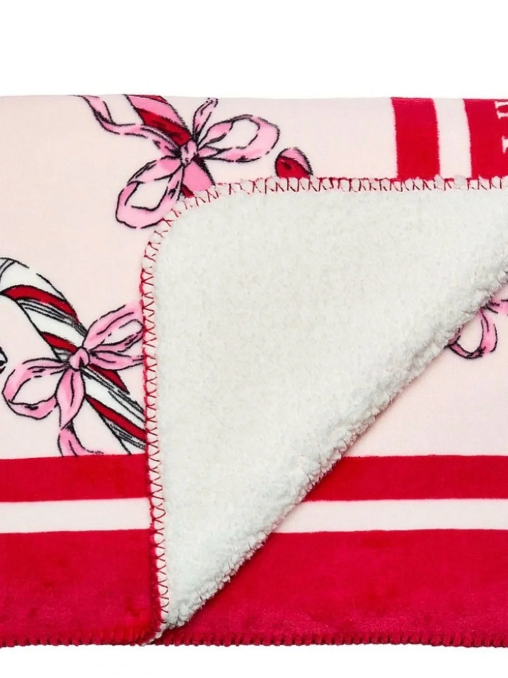 Victoria's Secret Pink and Red Bow Sherpa Throw